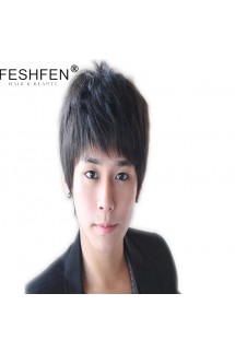 FESHFEN真人發假發蓬松短假發帥氣男生短發手織真發逼真時尚男款