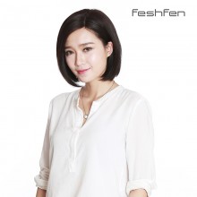FESHFEN真人發假發女短直發明星同款斜劉海bobo頭偏分斜分假發套
